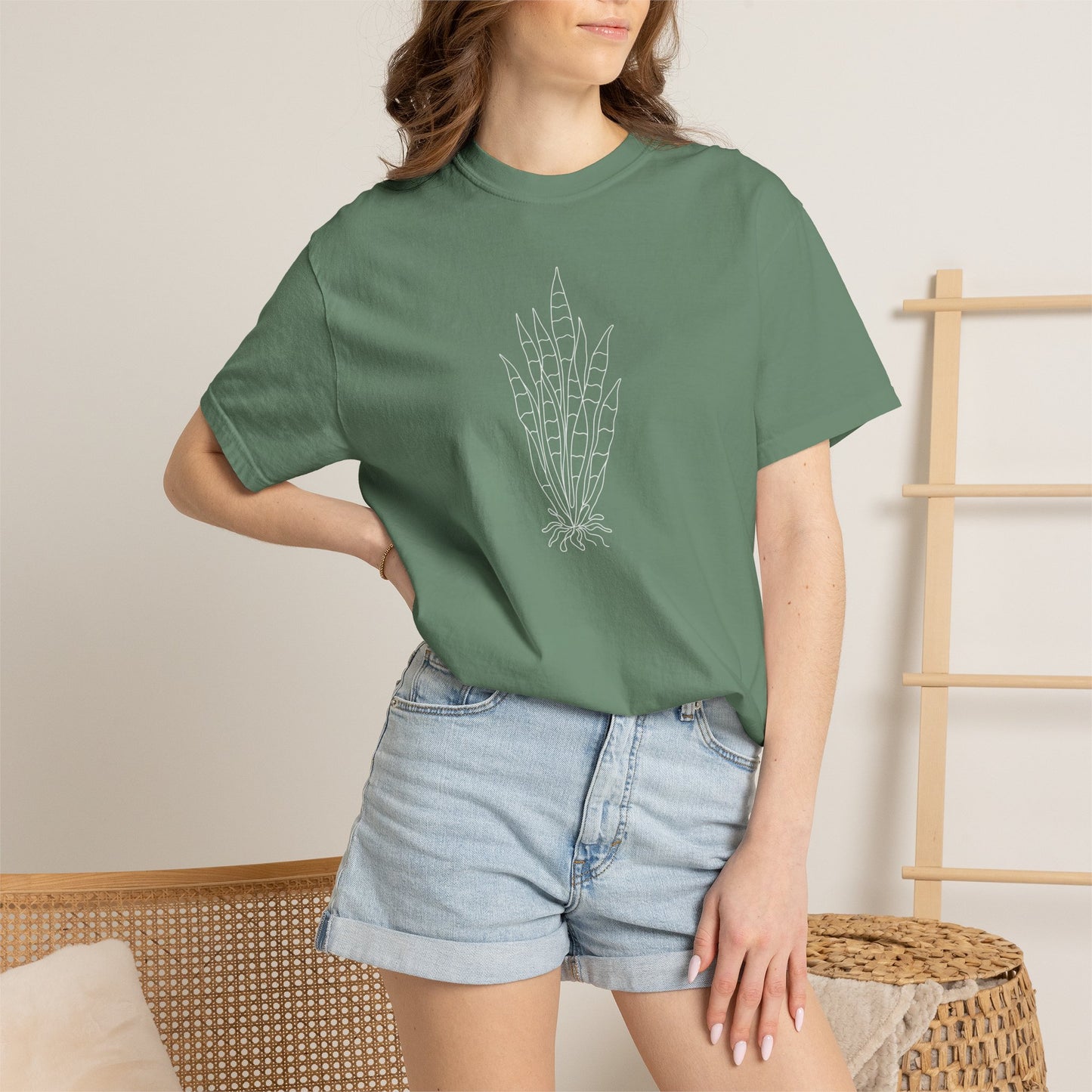Snake Plant One-Line Art - Minimalist Botanical Unisex Tee
