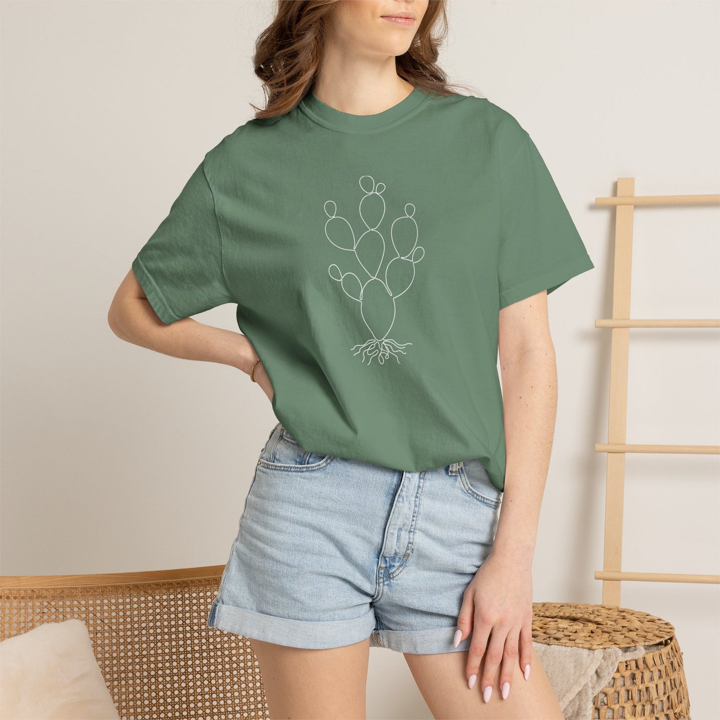 Cactus One-Line Art - Minimalist Botanical Unisex Tee