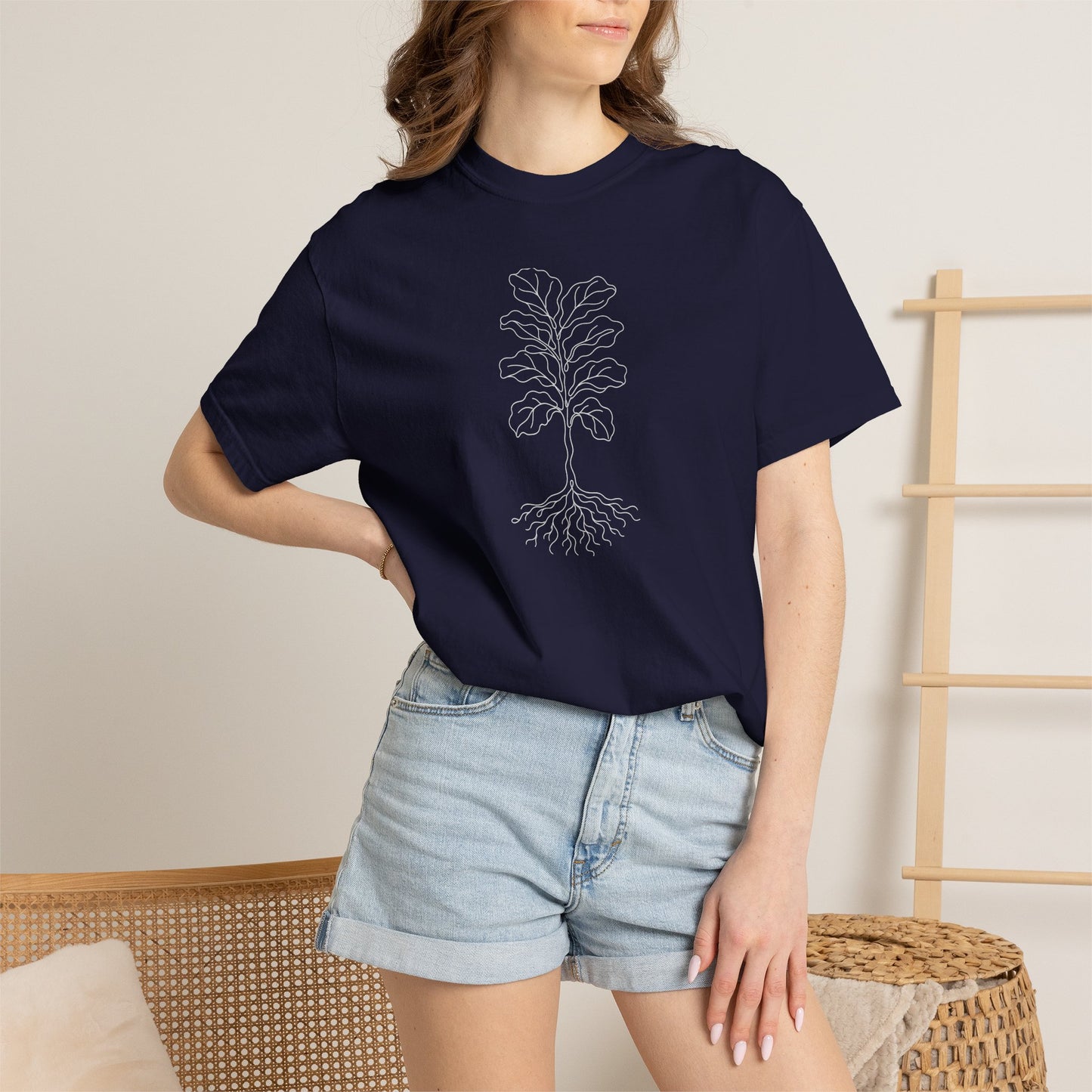 Fiddle Leaf Fig One-Line Art - Minimalist Botanical Unisex Tee