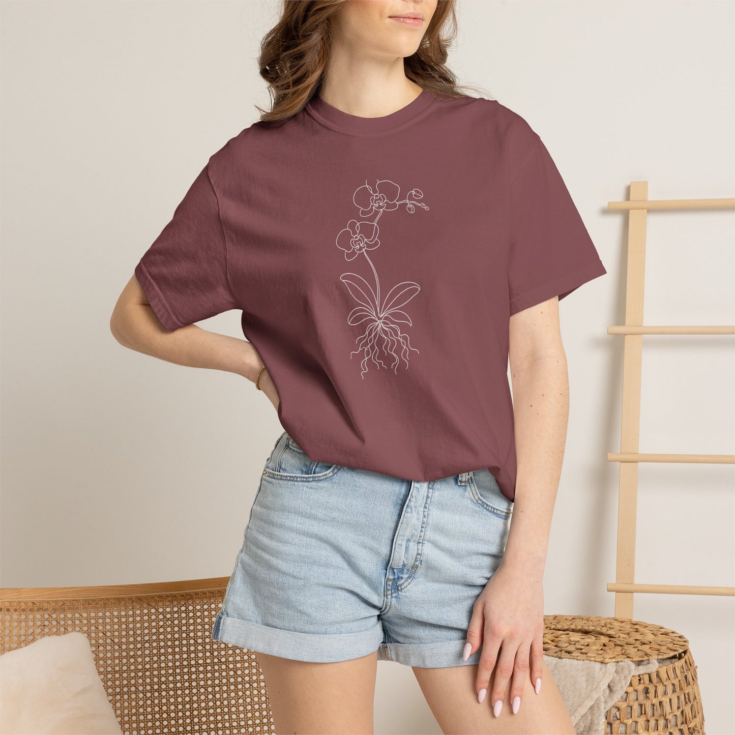 Orchid One-Line Art - Minimalist Botanical Unisex Tee
