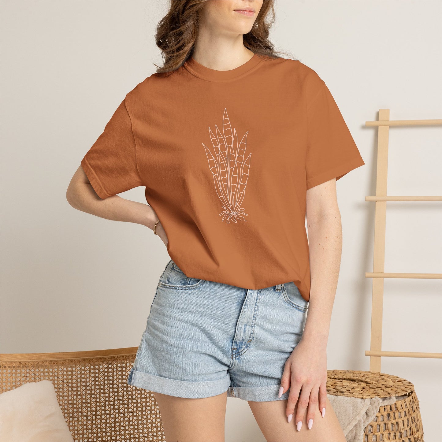 Snake Plant One-Line Art - Minimalist Botanical Unisex Tee