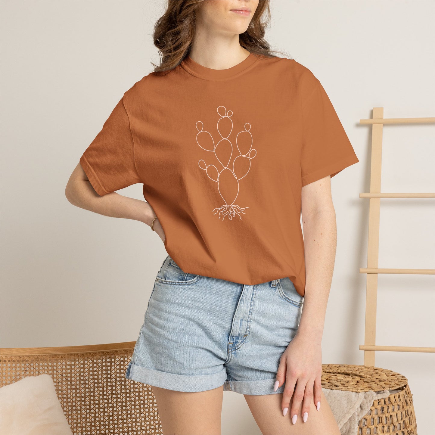 Cactus One-Line Art - Minimalist Botanical Unisex Tee