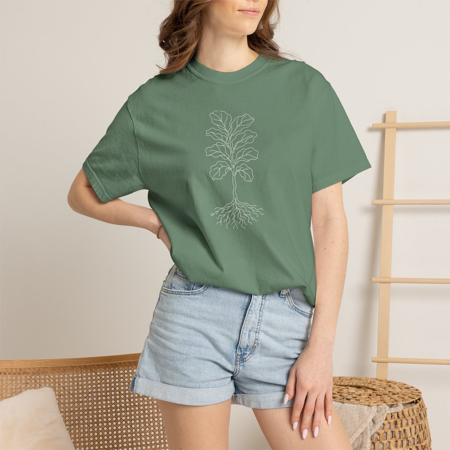 Fiddle Leaf Fig One-Line Art - Minimalist Botanical Unisex Tee