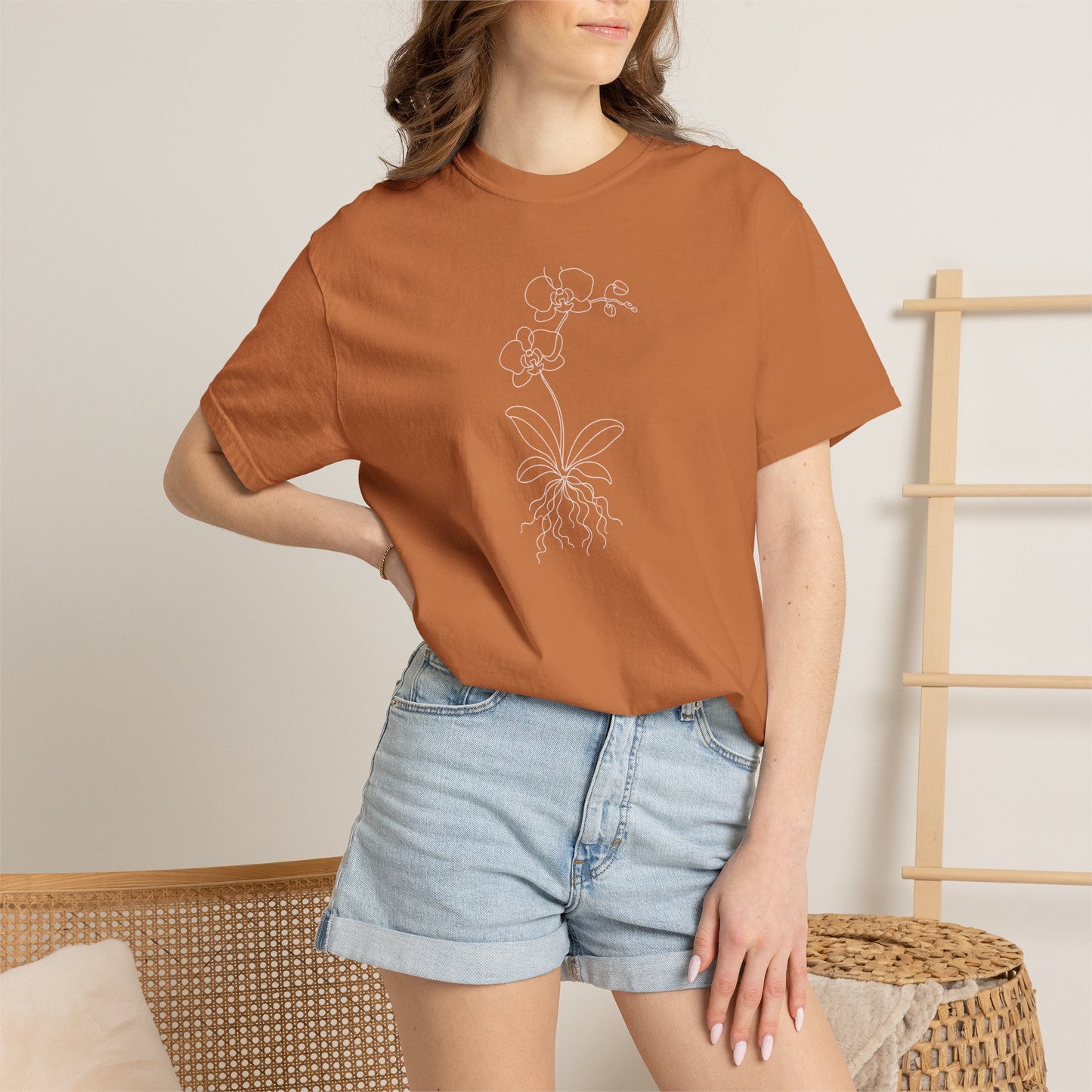 Orchid One-Line Art - Minimalist Botanical Unisex Tee