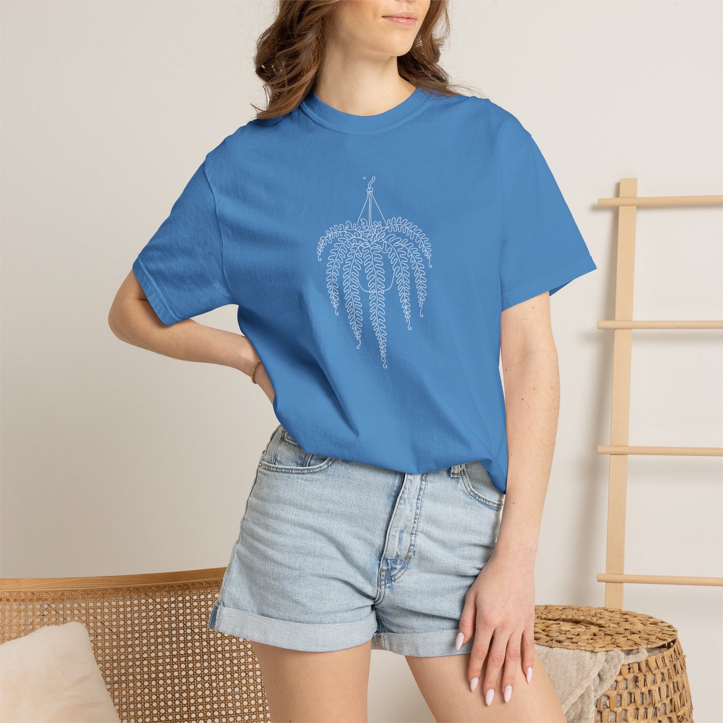 Hanging Fern One-Line Art - Minimalist Botanical Unisex Tee