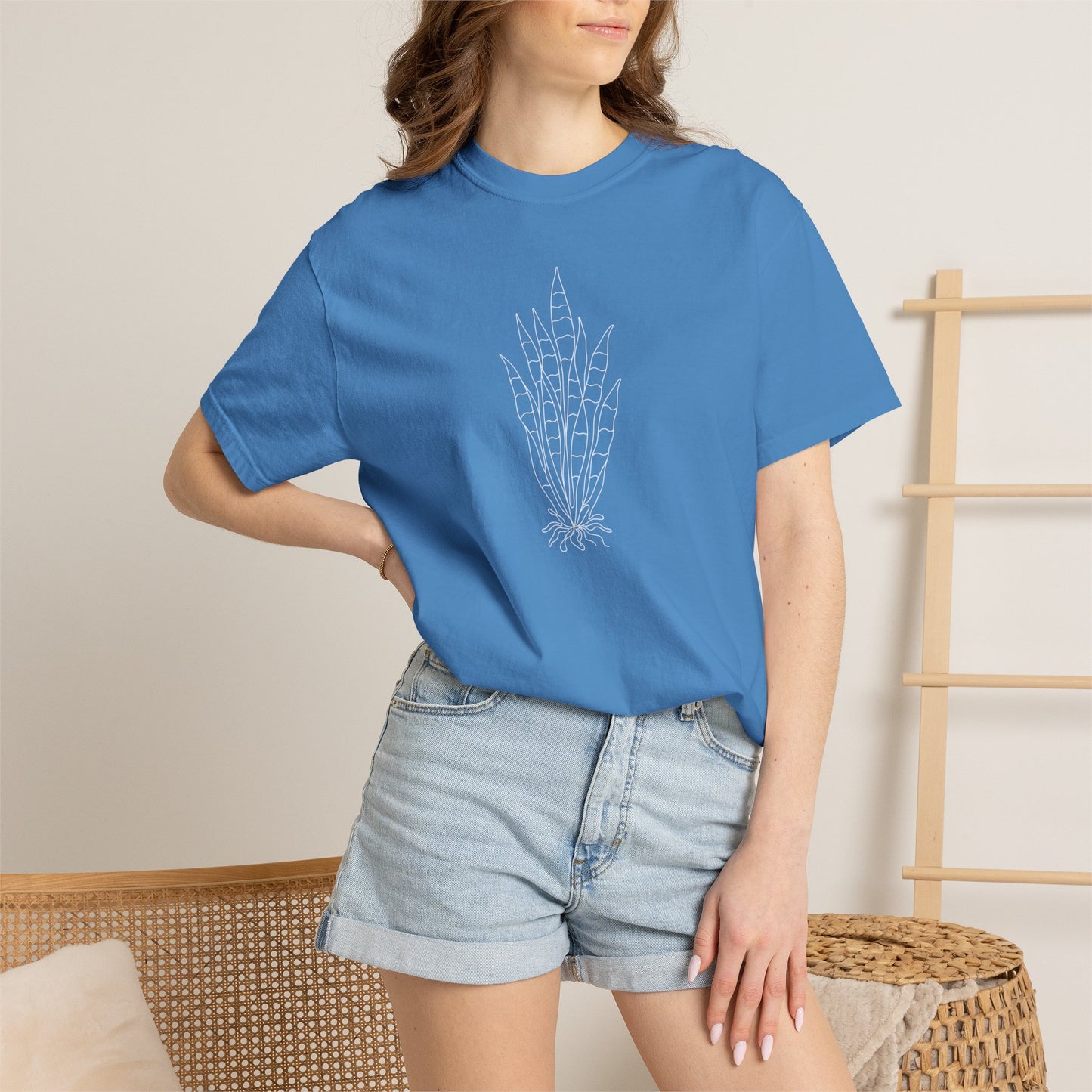 Snake Plant One-Line Art - Minimalist Botanical Unisex Tee